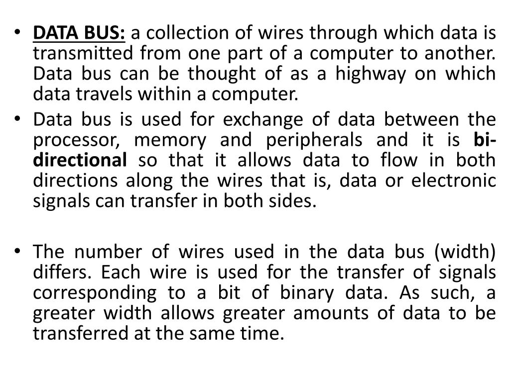 data bus a collection of wires through which data