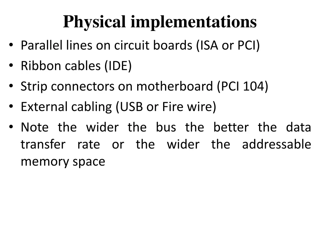 physical implementations parallel lines