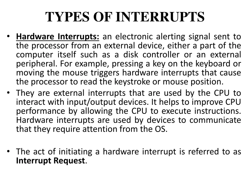 types of interrupts