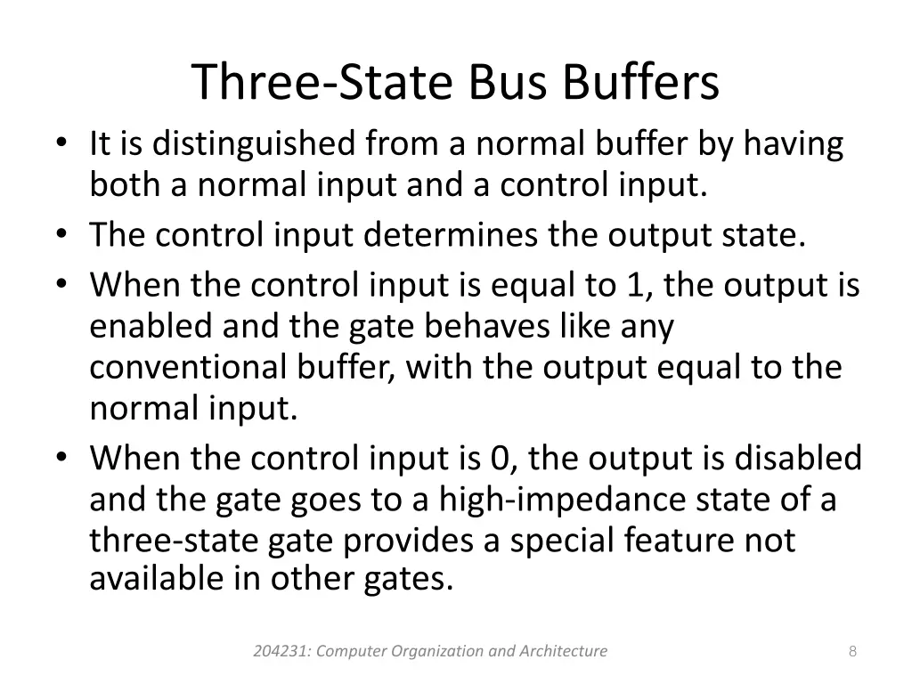 three state bus buffers it is distinguished from