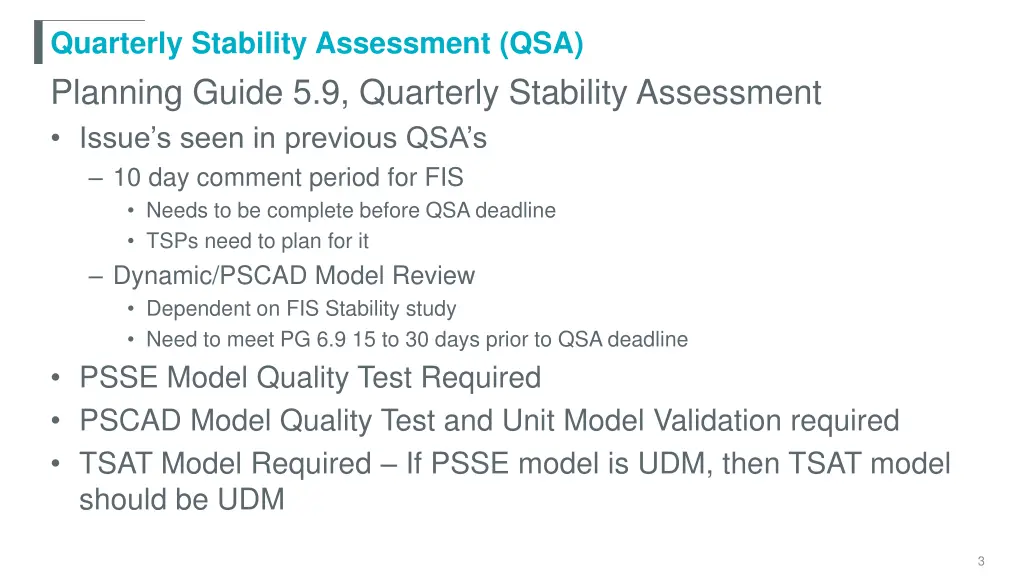 quarterly stability assessment qsa planning guide