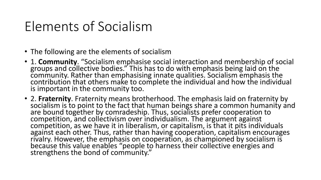 elements of socialism