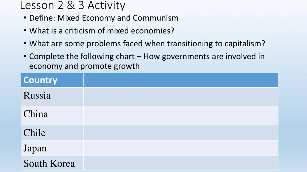 lesson 2 3 activity define mixed economy