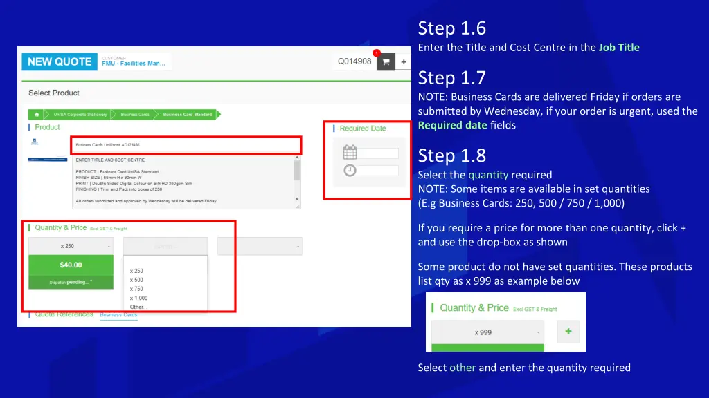 step 1 6 enter the title and cost centre