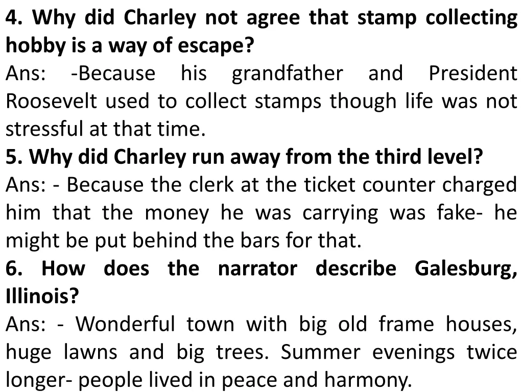 4 why did charley not agree that stamp collecting