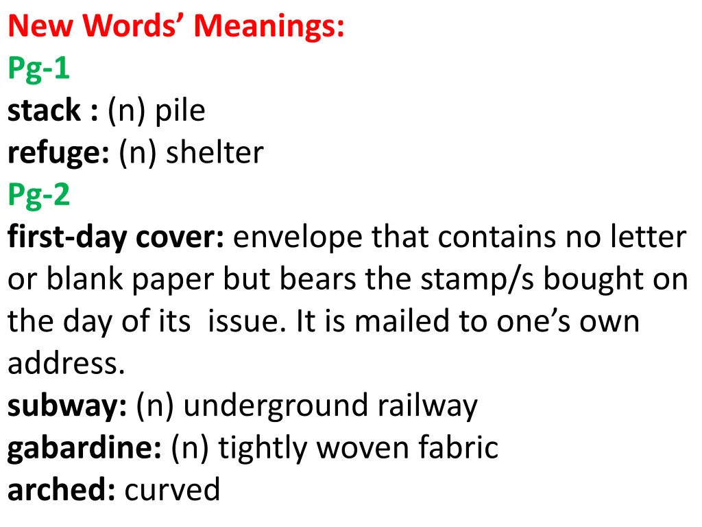 new words meanings pg 1 stack n pile refuge