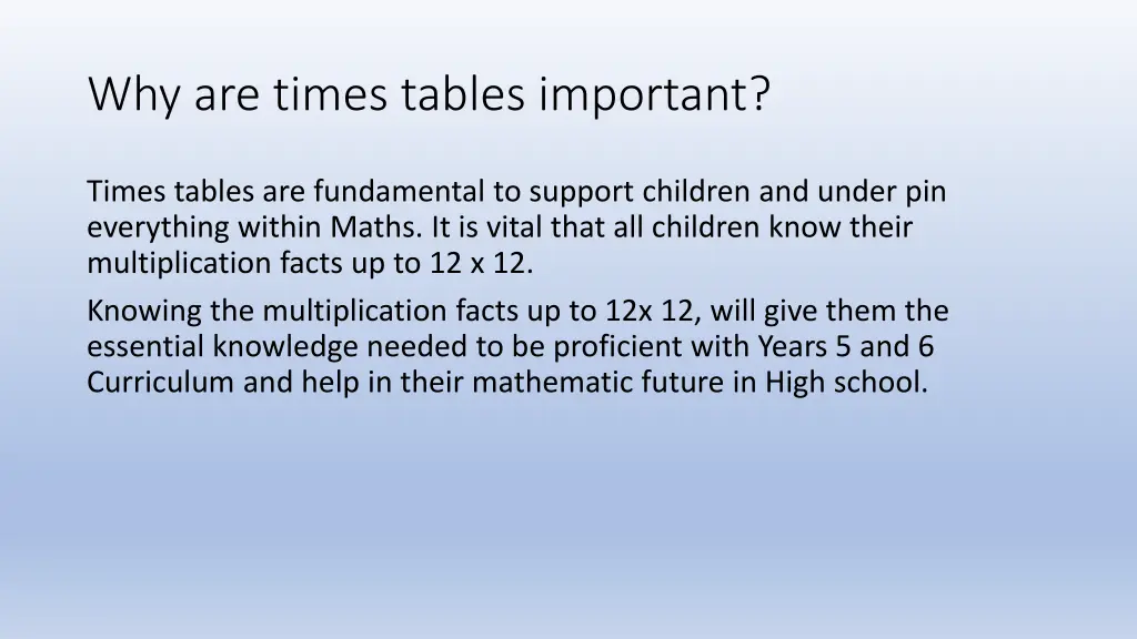 why are times tables important