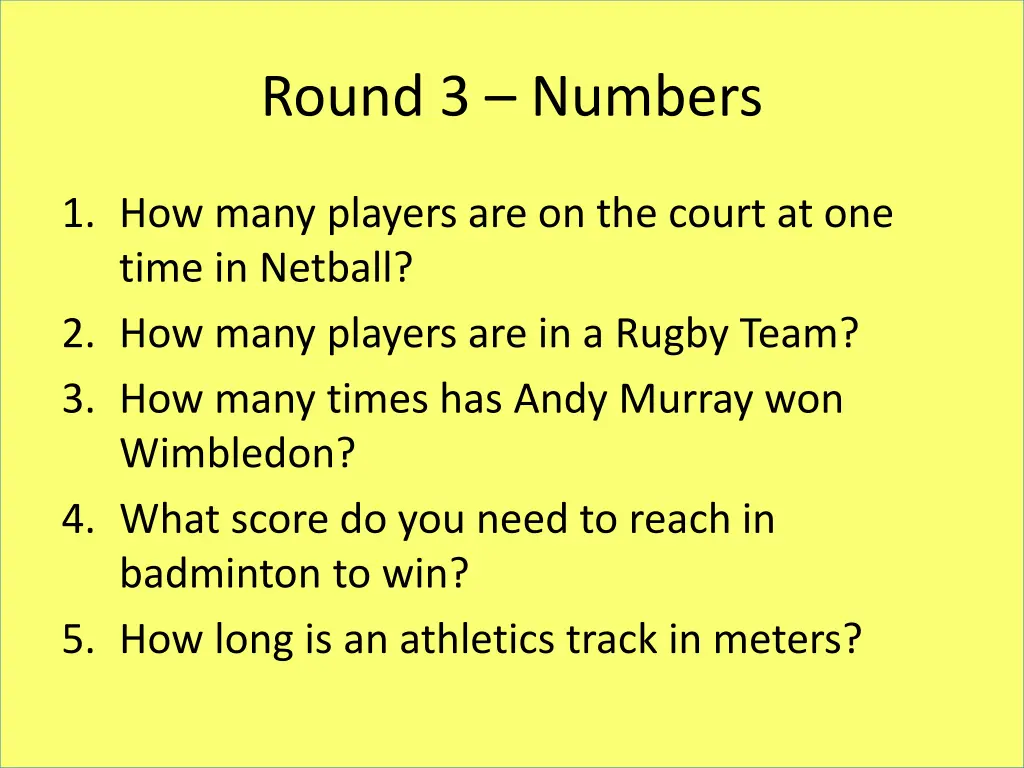 round 3 numbers