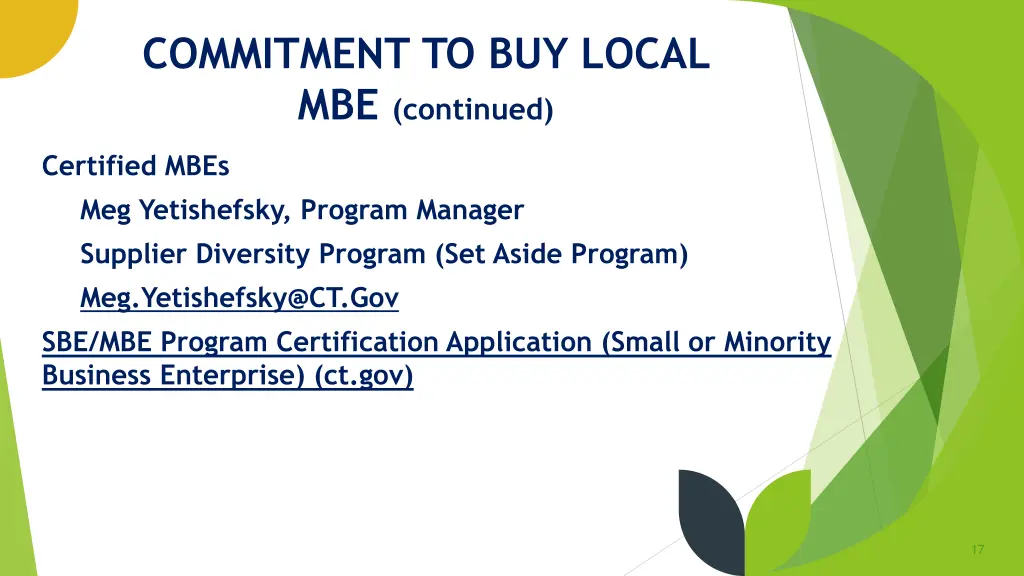 commitment to buy local mbe continued