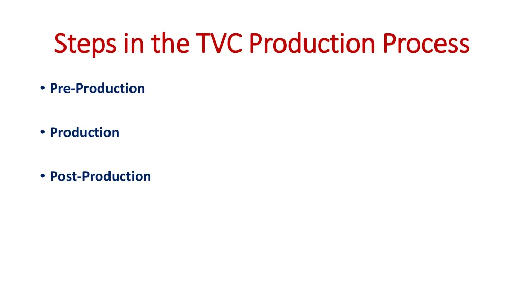 steps in the tvc production process steps