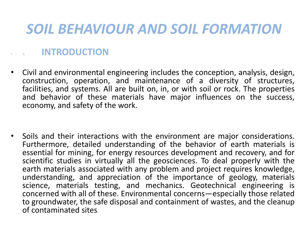 soil behaviour and soil formation