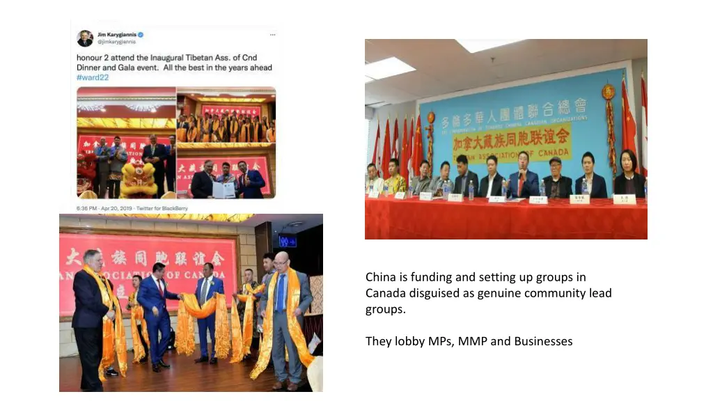 china is funding and setting up groups in canada