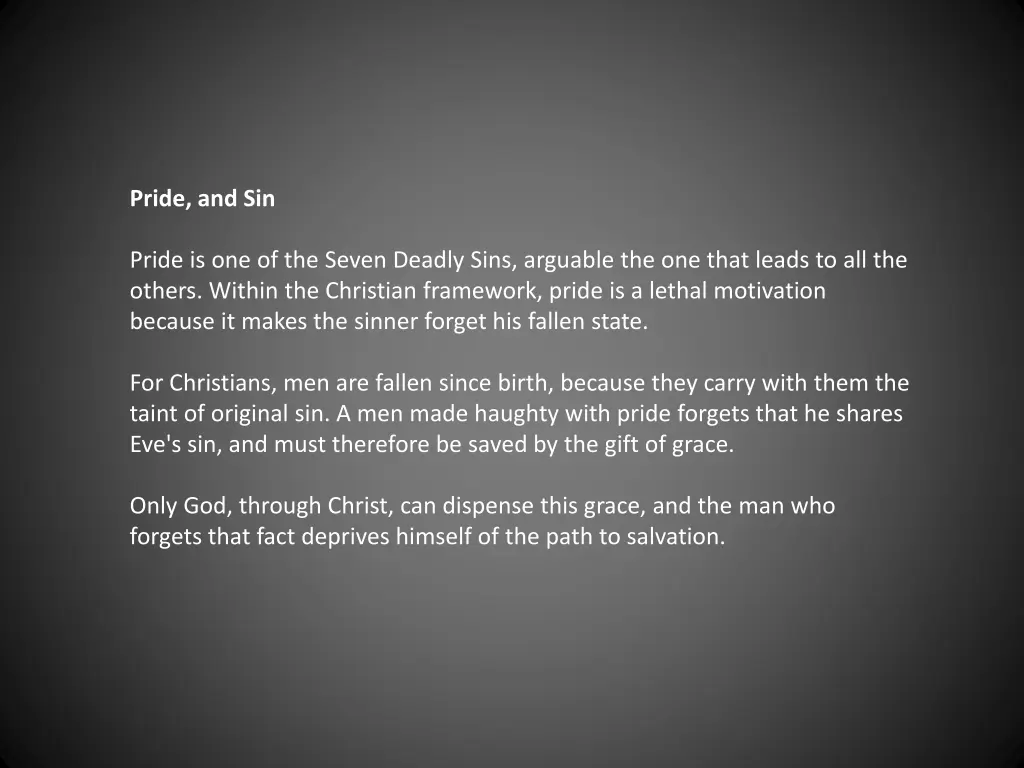 pride and sin