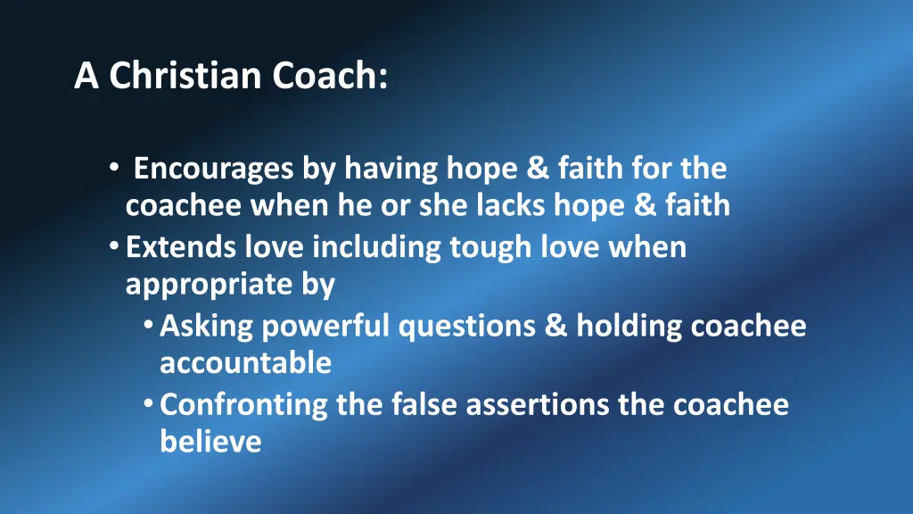 a christian coach