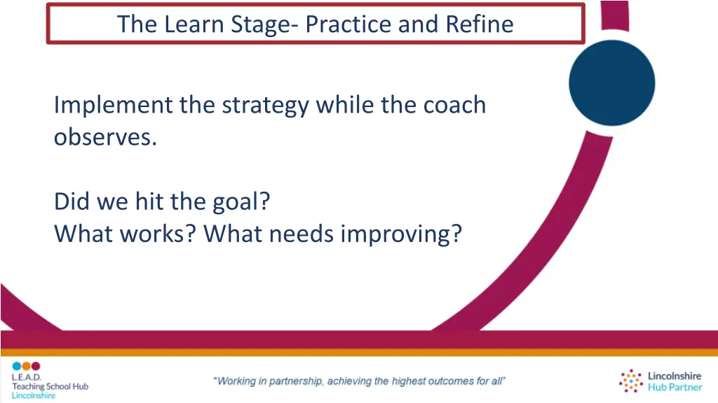 the learn stage practice and refine