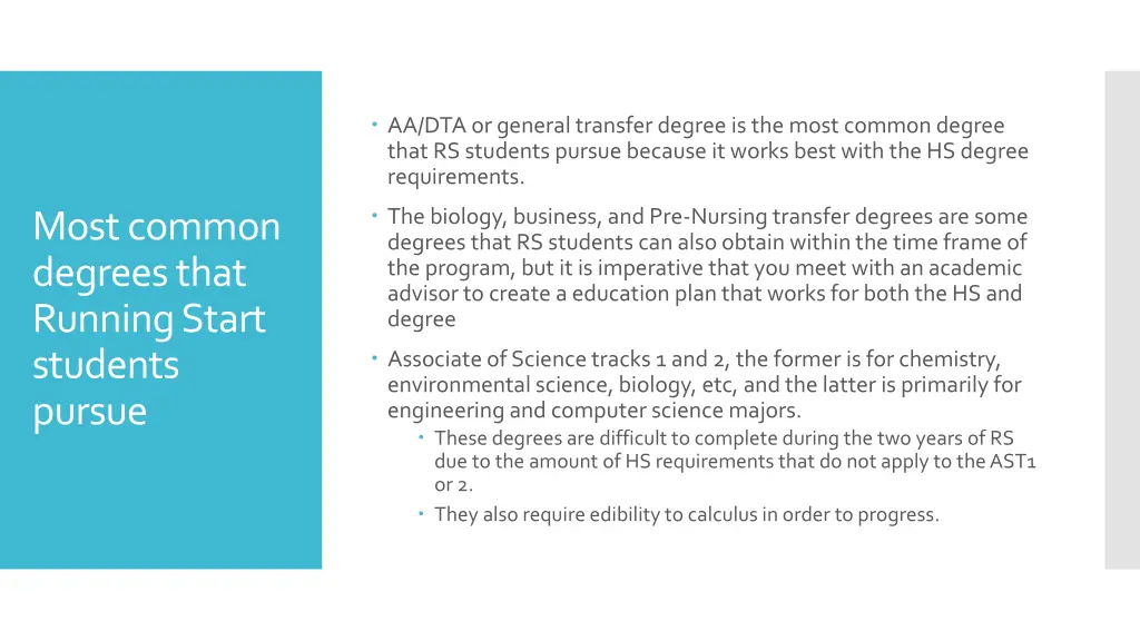 aa dta or general transfer degree is the most