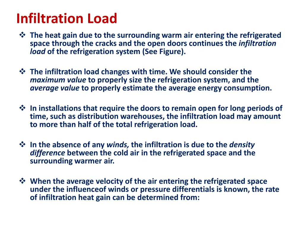 infiltration load the heat gain