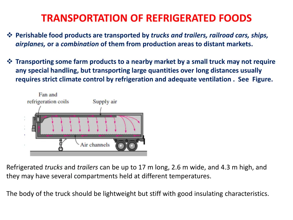 transportation of refrigerated foods