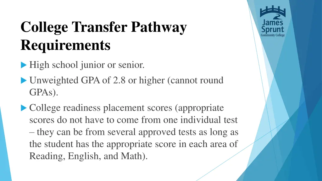 college transfer pathway requirements