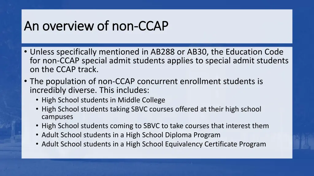 an overview of non an overview of non ccap