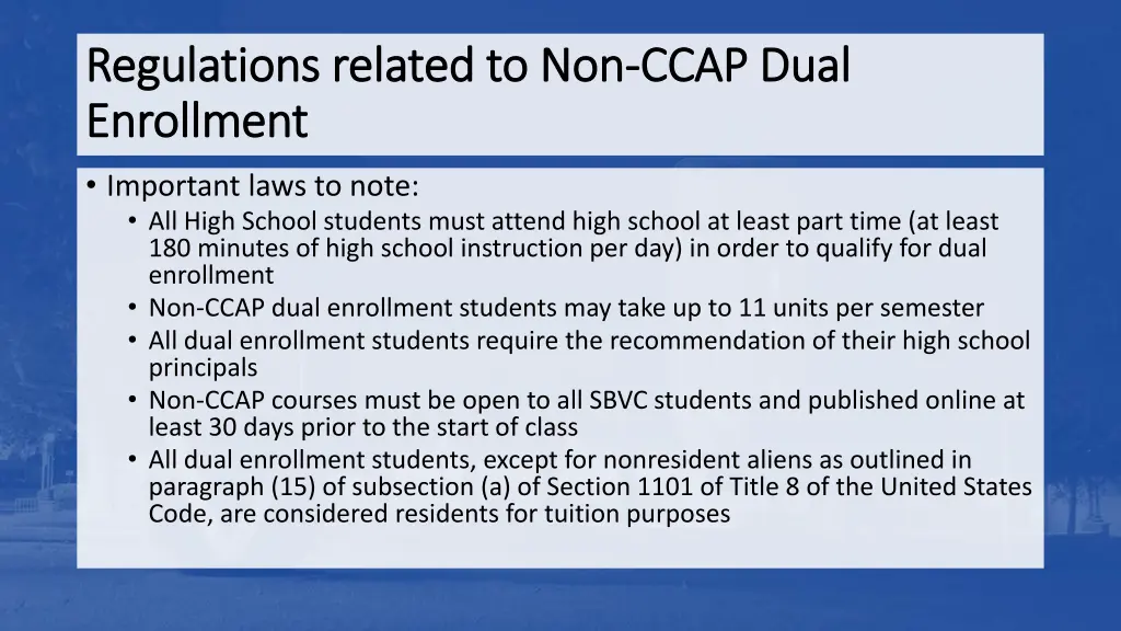 regulations related to non regulations related