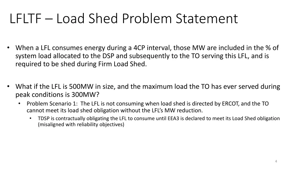 lfltf load shed problem statement