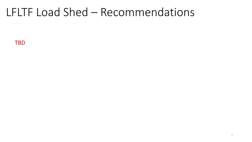 lfltf load shed recommendations