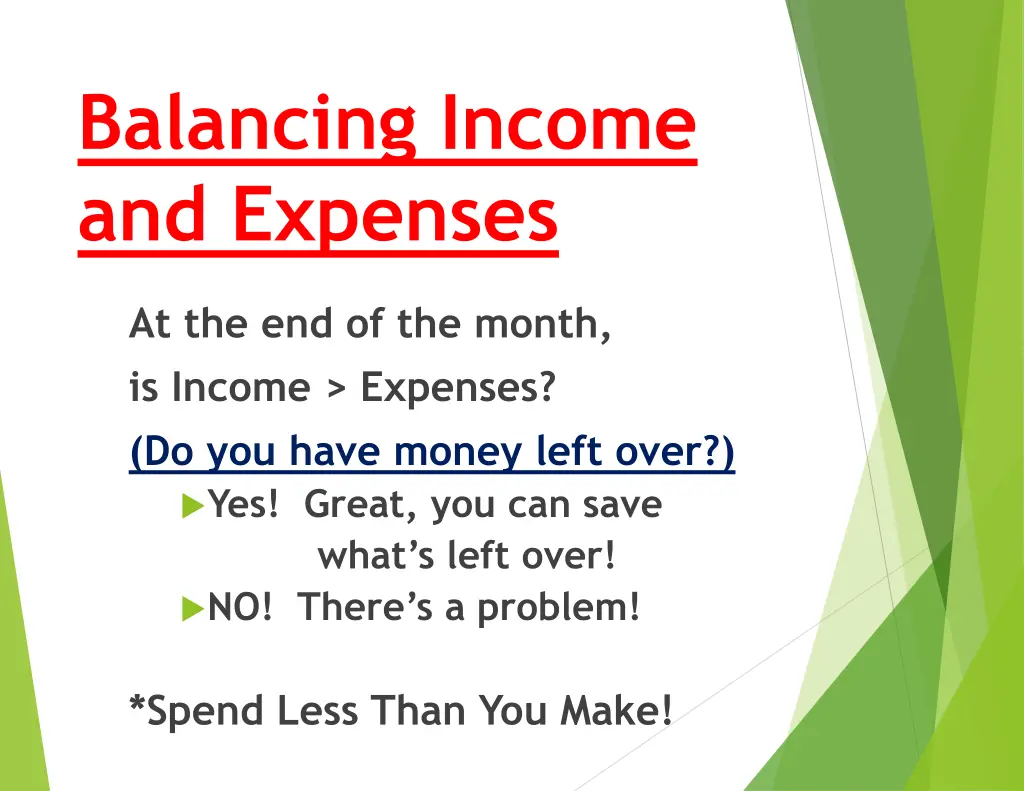 balancing income and expenses