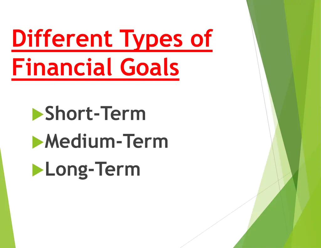 different types of financial goals