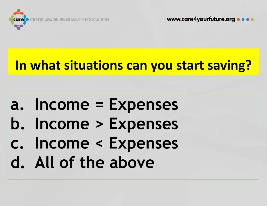 in what situations can you start saving