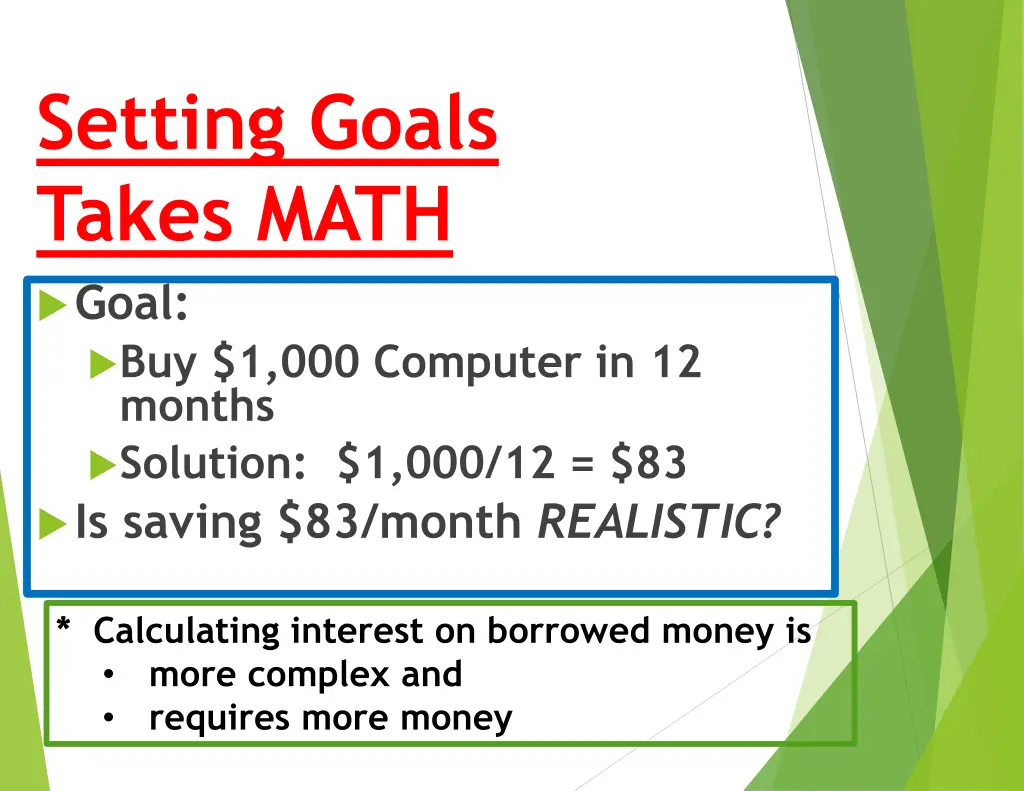 setting goals takes math goal buy 1 000 computer