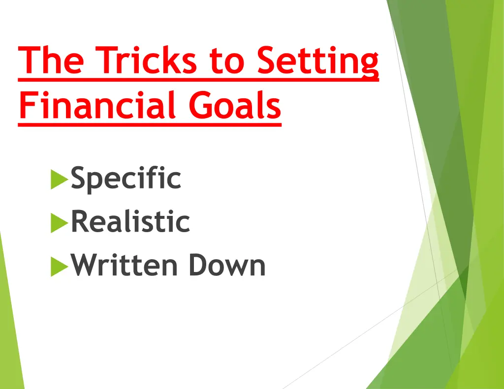 the tricks to setting financial goals