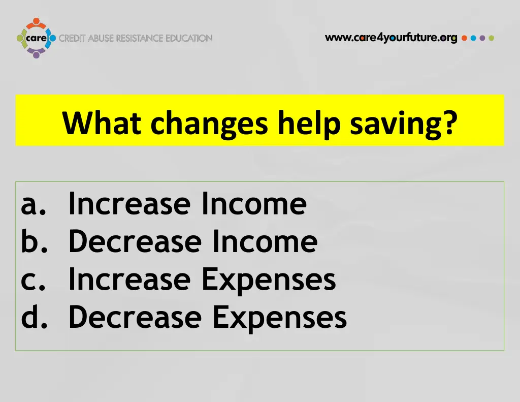 what changes help saving