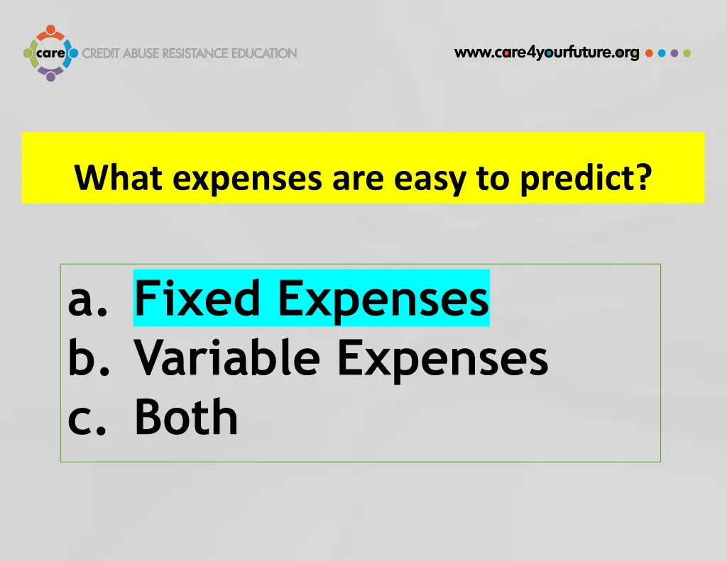 what expenses are easy to predict 1