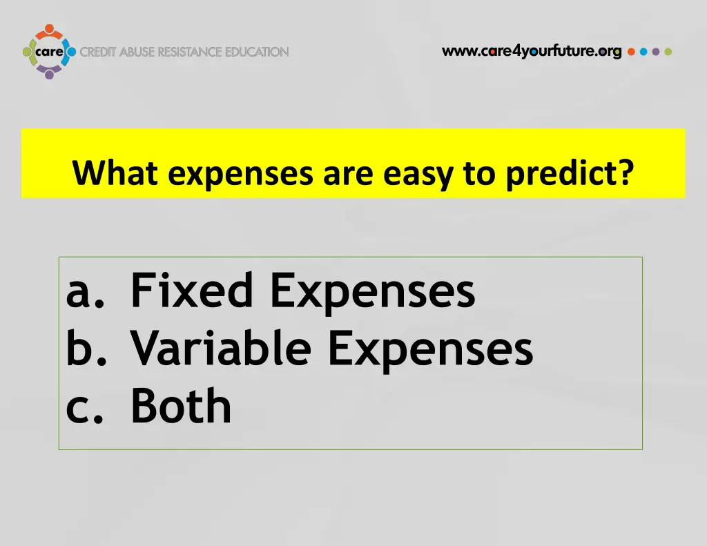 what expenses are easy to predict