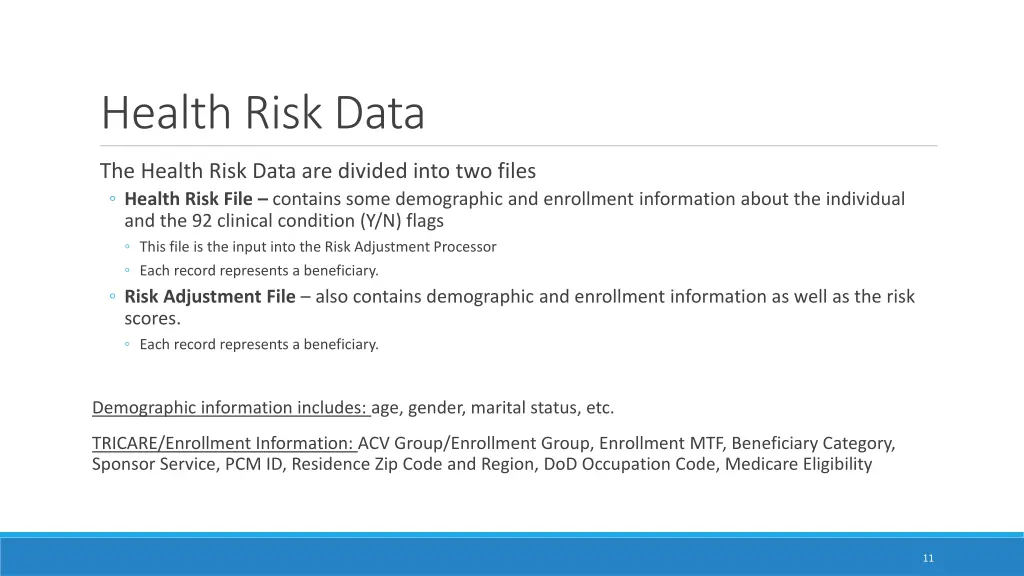 health risk data 1