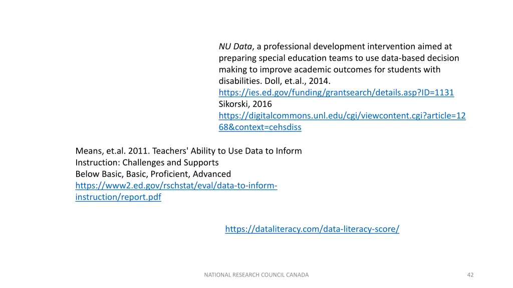 nu data a professional development intervention