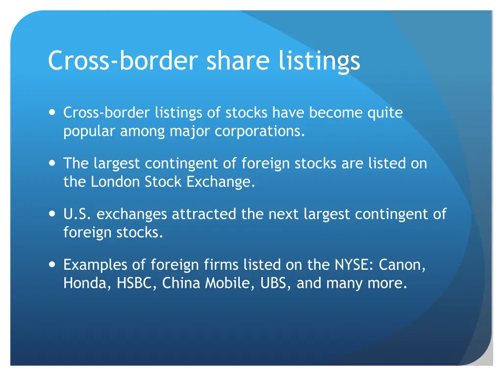 cross border share listings