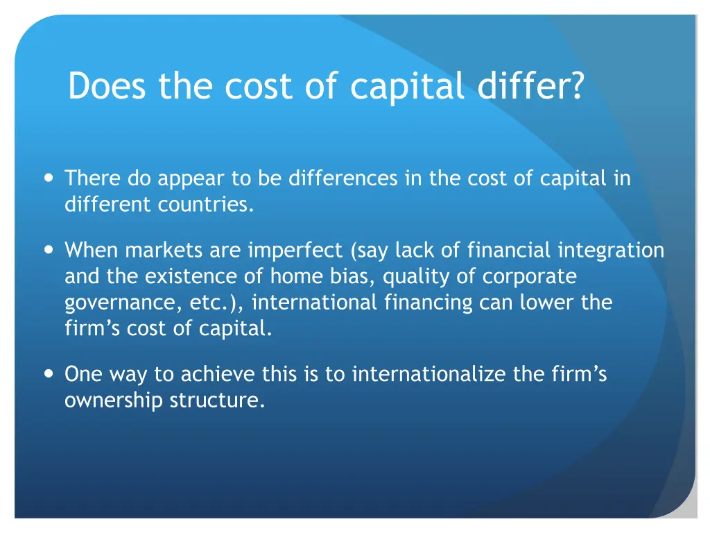 does the cost of capital differ