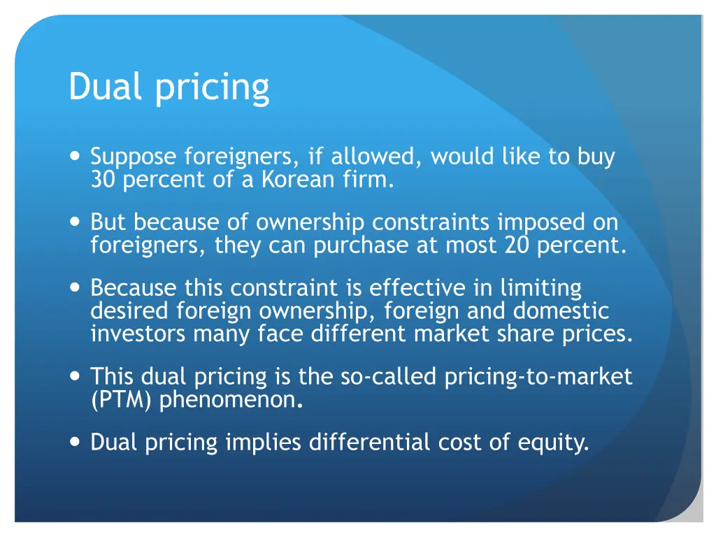 dual pricing