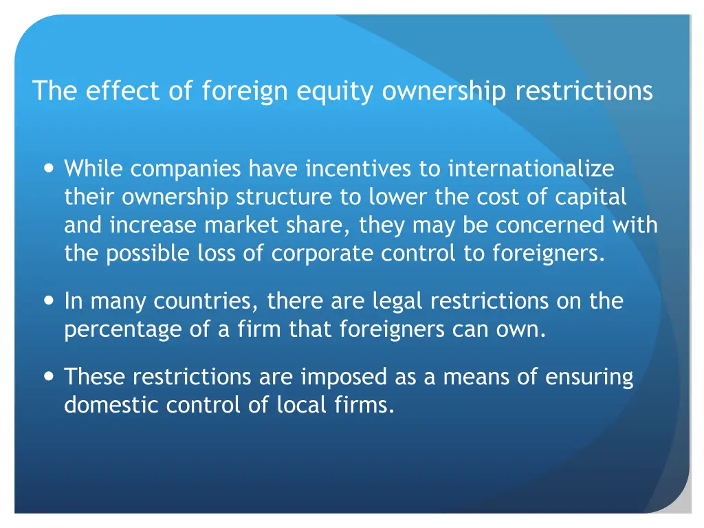 the effect of foreign equity ownership