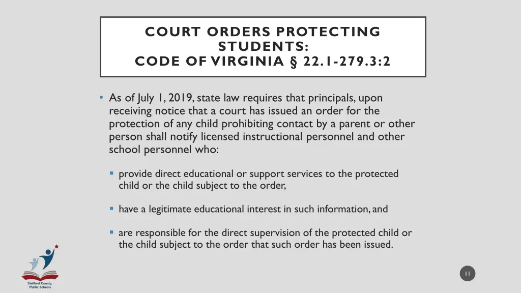 court orders protecting students code of virginia