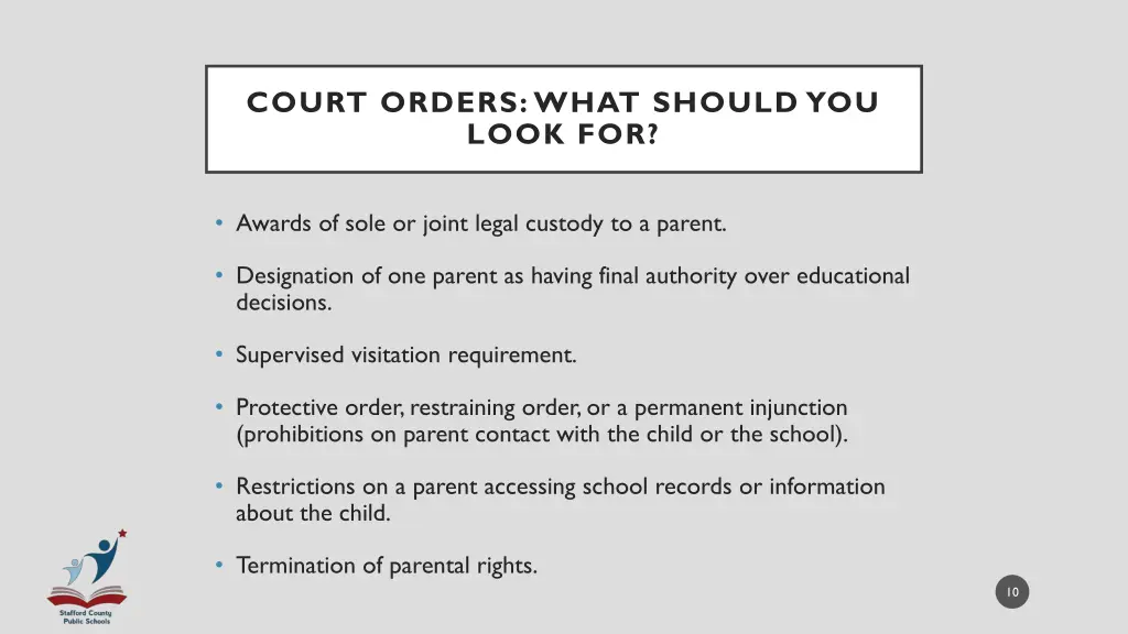 court orders what should you look for