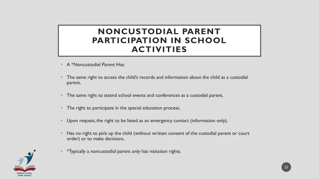 noncustodial parent participation in school