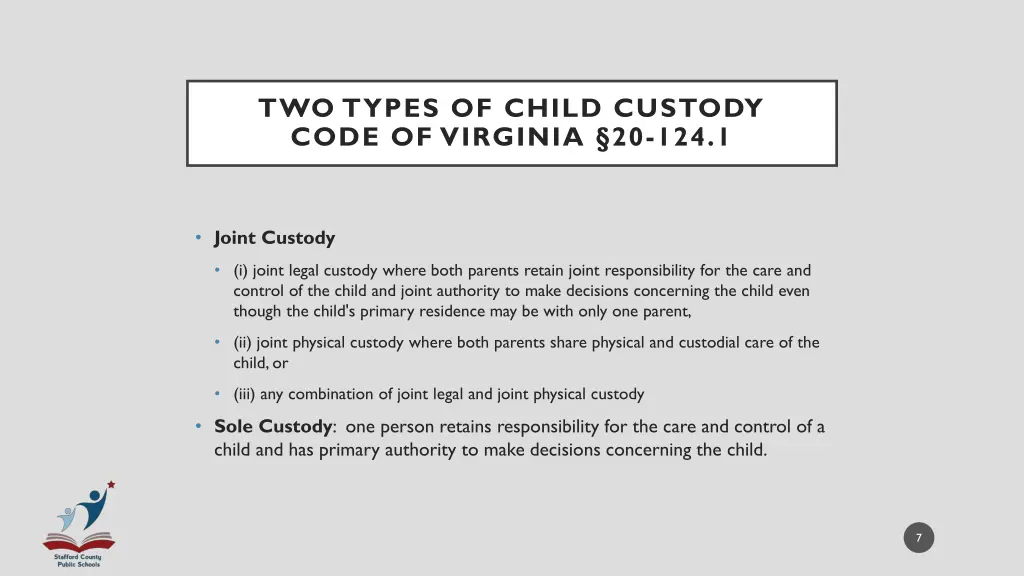 two types of child custody code of virginia