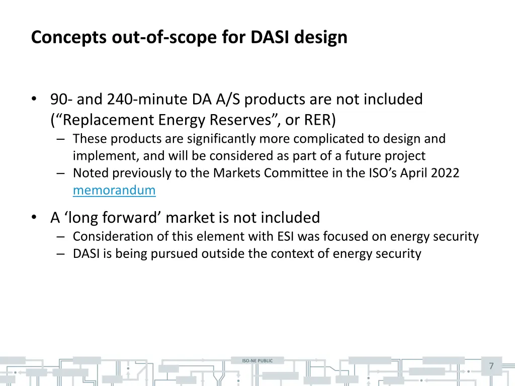 concepts out of scope for dasi design