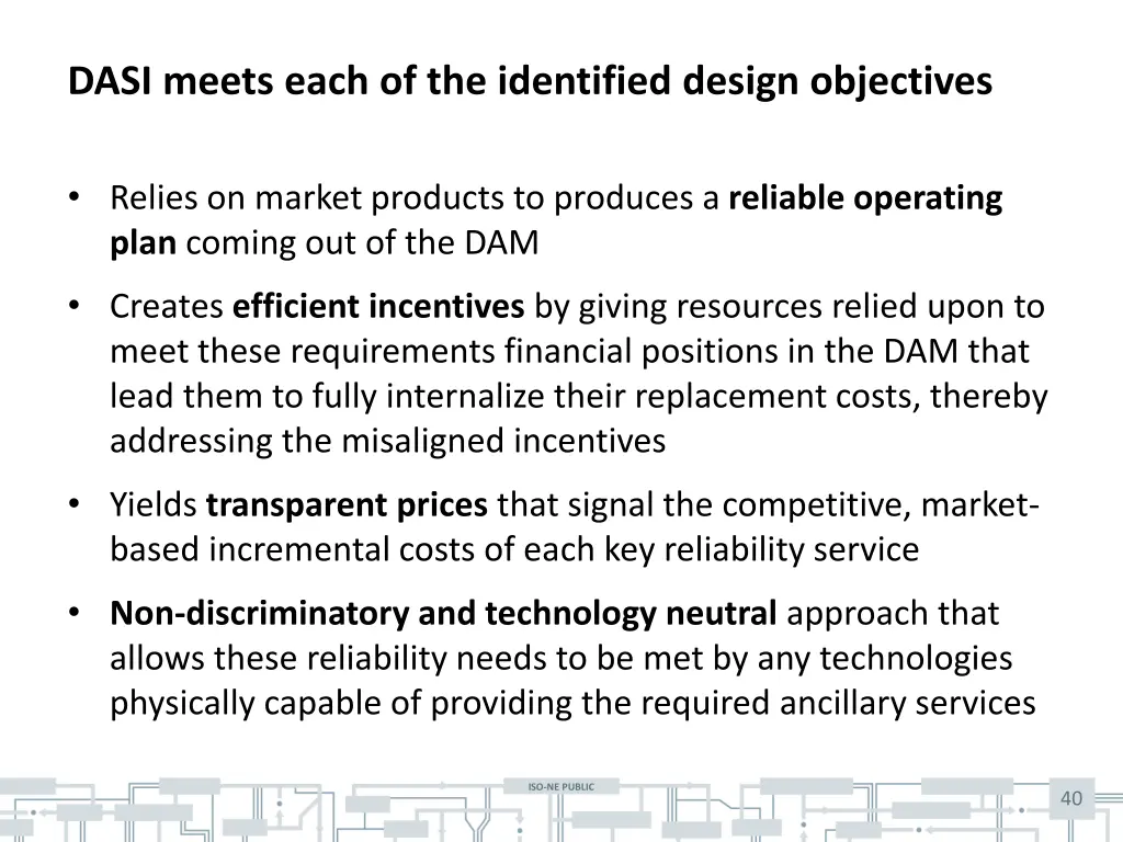 dasi meets each of the identified design