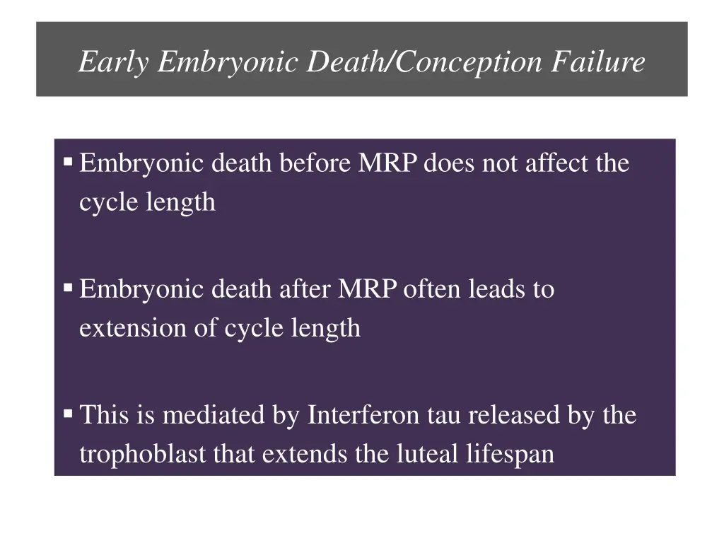 early embryonic death conception failure