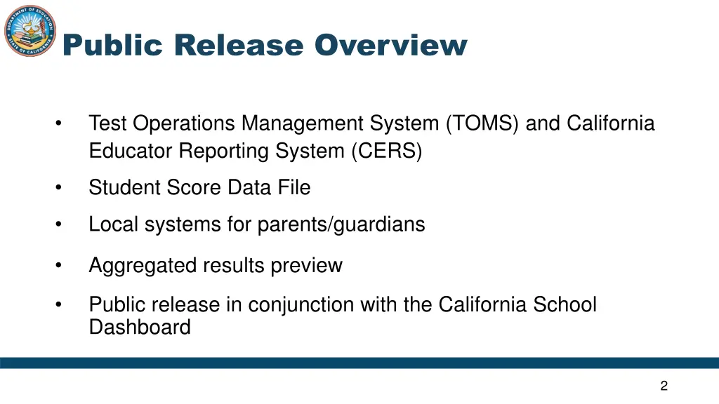 public release overview