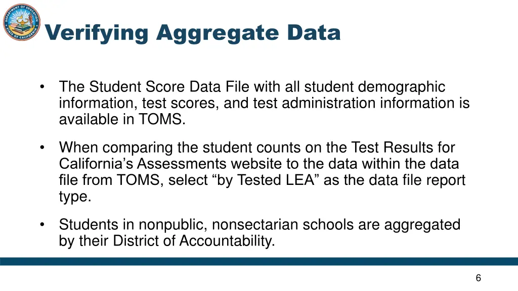 verifying aggregate data